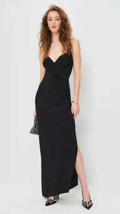 Norma Kamali Halter Sweetheart Side Drape Gown Black | Thumbnail 5 Norma Kamali Halter Sweetheart Side Drape Gown Black | Thumbnail 5