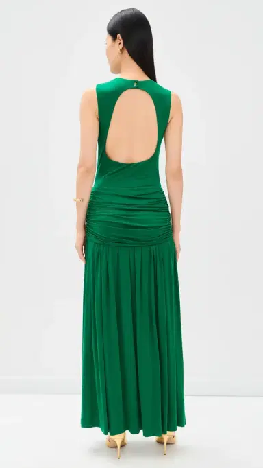 ROAME. Ibiza Cupro Dress Emerald M | Thumbnail 3