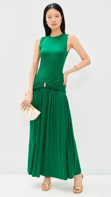 ROAME. Ibiza Cupro Dress Emerald M | Thumbnail 5