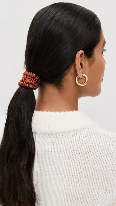 Slip Skinny Silk Scrunchies Set of 4 Auburn One Size | Thumbnail 3