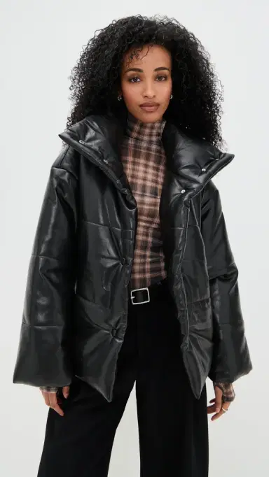 Nanushka Hide Faux Leather Puffer Coat Black L | Thumbnail 2