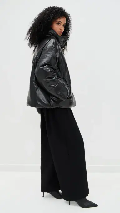 Nanushka Hide Faux Leather Puffer Coat Black L | Thumbnail 4