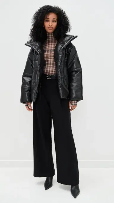 Nanushka Hide Faux Leather Puffer Coat Black L | Thumbnail 5