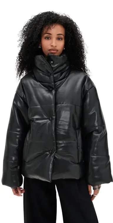 Nanushka Hide Faux Leather Puffer Coat Black L | Thumbnail 1