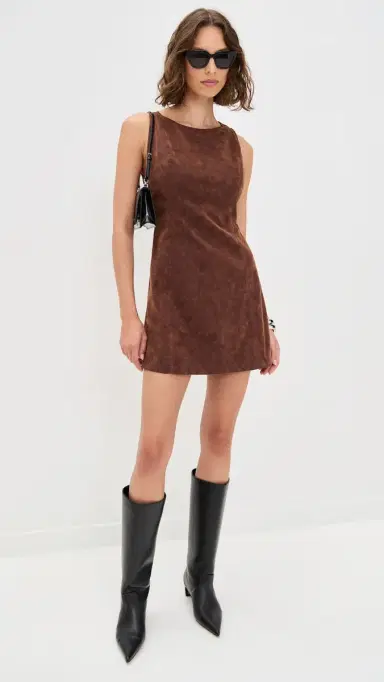 Free People Atlas Faux Suede Mini Dress Chicory Coffee | Thumbnail 5