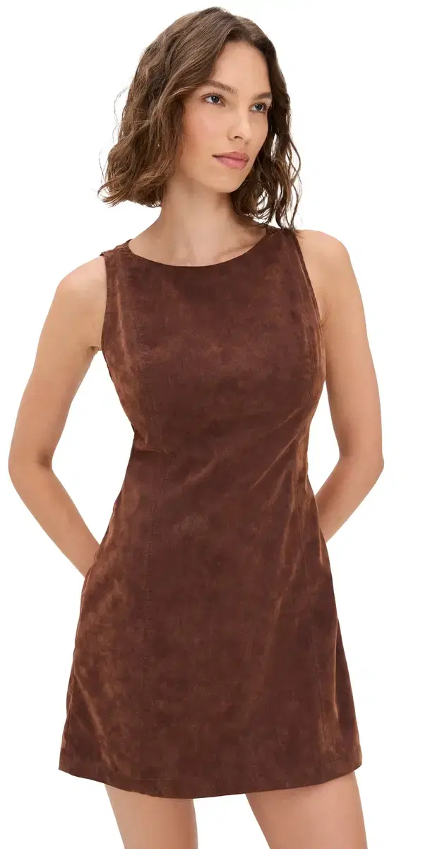 Free People Atlas Faux Suede Mini Dress Chicory Coffee