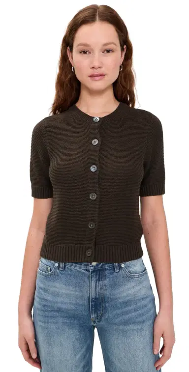 Alex Mill Elle Cardigan In Linen Cotton Roasted Bean | Thumbnail 1 Alex Mill Elle Cardigan In Linen Cotton Roasted Bean | Thumbnail 1