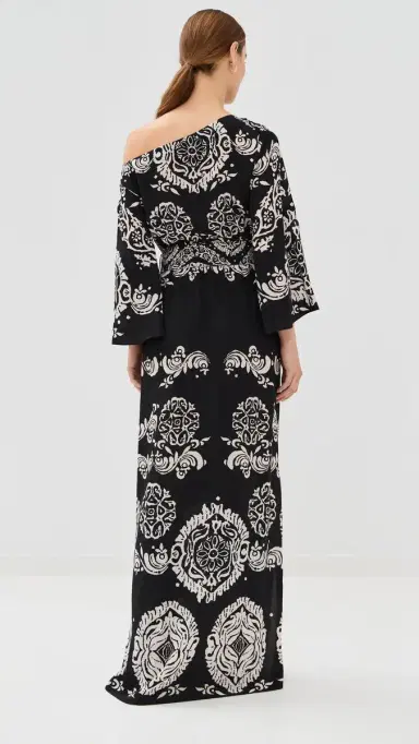 FIGUE Christy Dress Ornamental Tapestry Onyx Black S | Thumbnail 3