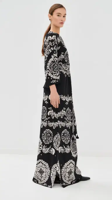FIGUE Christy Dress Ornamental Tapestry Onyx Black S | Thumbnail 4
