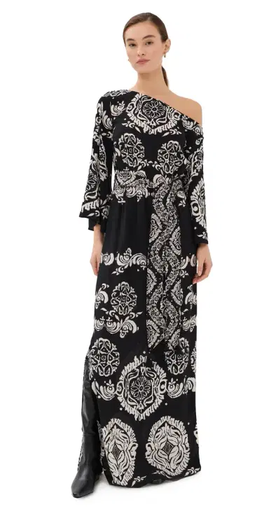 FIGUE Christy Dress Ornamental Tapestry Onyx Black S | Thumbnail 1