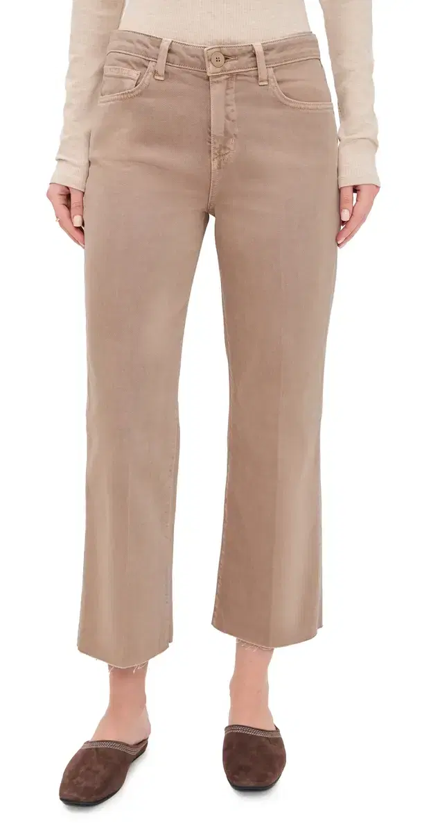 L'AGENCE Wanda Crop Wide Leg Jeans Biscuit