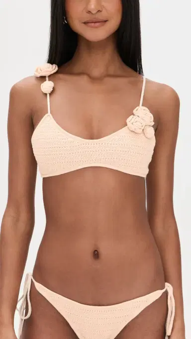 Devon Windsor Adrienne Crochet Bikini Top Vanilla | Thumbnail 2