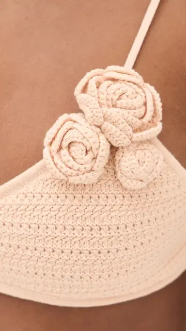 Devon Windsor Adrienne Crochet Bikini Top Vanilla | Thumbnail 6