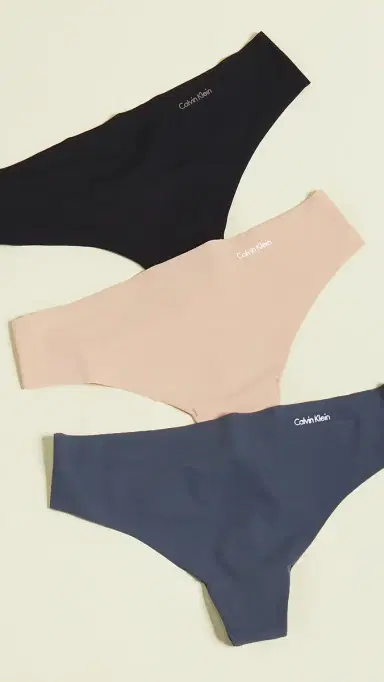 Calvin Klein Underwear Invisibles Thong 3 Pack Speakeasy/Light Caramel/Black | Thumbnail 2