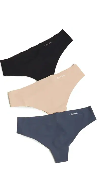 Calvin Klein Underwear Invisibles Thong 3 Pack Speakeasy/Light Caramel/Black | Thumbnail 1
