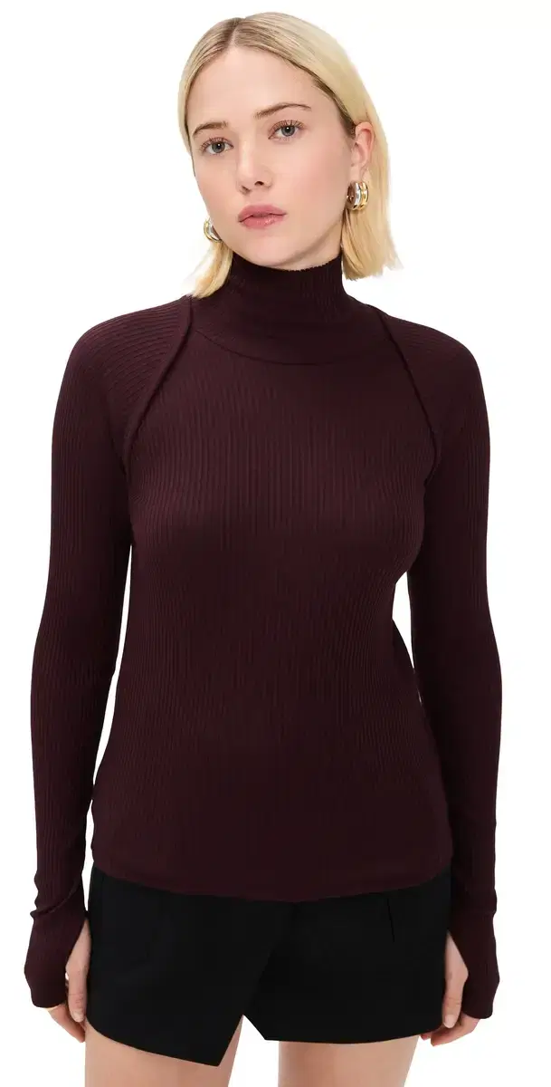 ayered Shrug Turtleneck Mahogany
