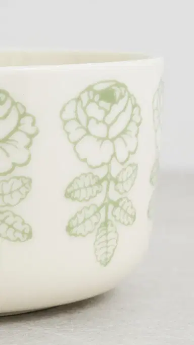 Marimekko Oiva Vihkiruusu Bowl White/Sage One Size | Thumbnail 4