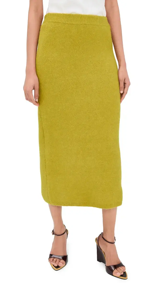 LE BOP Ines Knit Midi kirt Chartreuse