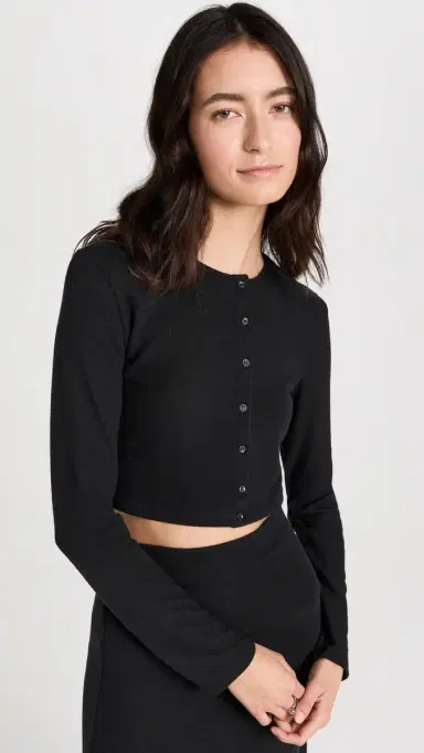 LESET Lauren Crop Cardigan II Black | Thumbnail 2 LESET Lauren Crop Cardigan II Black | Thumbnail 2