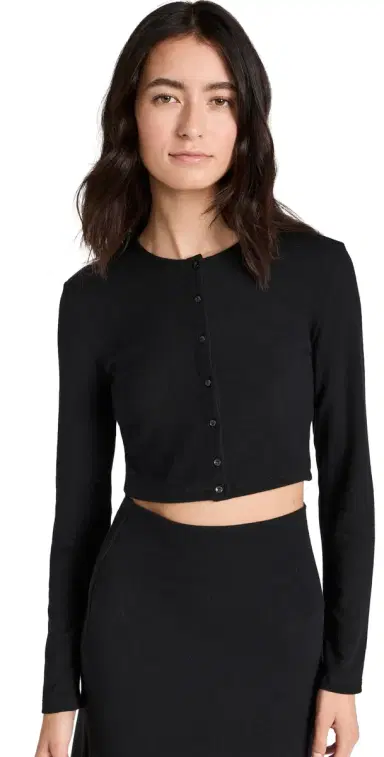 LESET Lauren Crop Cardigan II Black | Thumbnail 1 LESET Lauren Crop Cardigan II Black | Thumbnail 1