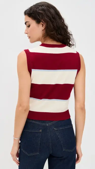 State & Lake Knit Vest Ivory/Burgundy/Light Blue S | Thumbnail 3