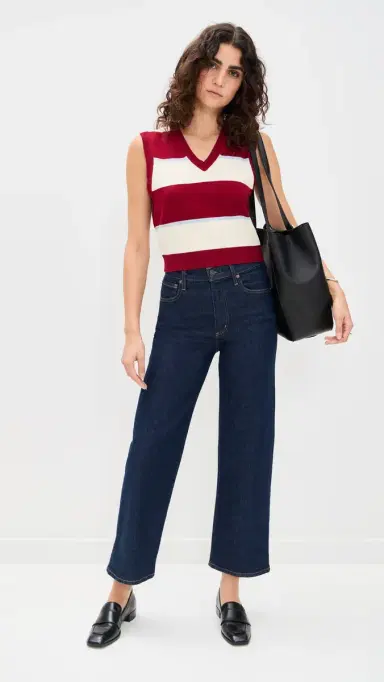 State & Lake Knit Vest Ivory/Burgundy/Light Blue S | Thumbnail 5