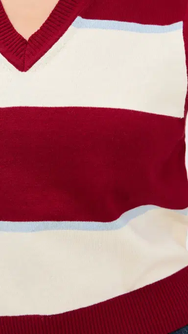 State & Lake Knit Vest Ivory/Burgundy/Light Blue S | Thumbnail 6