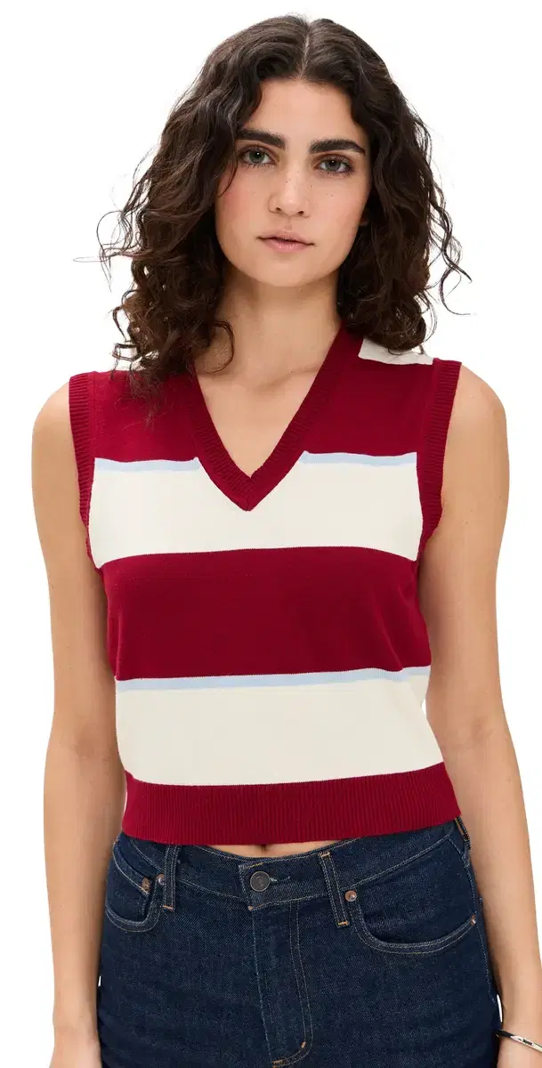 State & Lake Knit Vest /Burgundy/ight Blue
