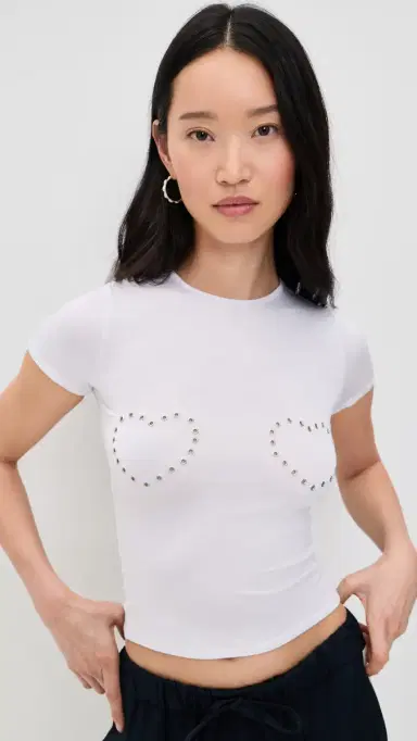 Miaou Mini Heart Tee White Grommet Heart | Thumbnail 2 Miaou Mini Heart Tee White Grommet Heart | Thumbnail 2
