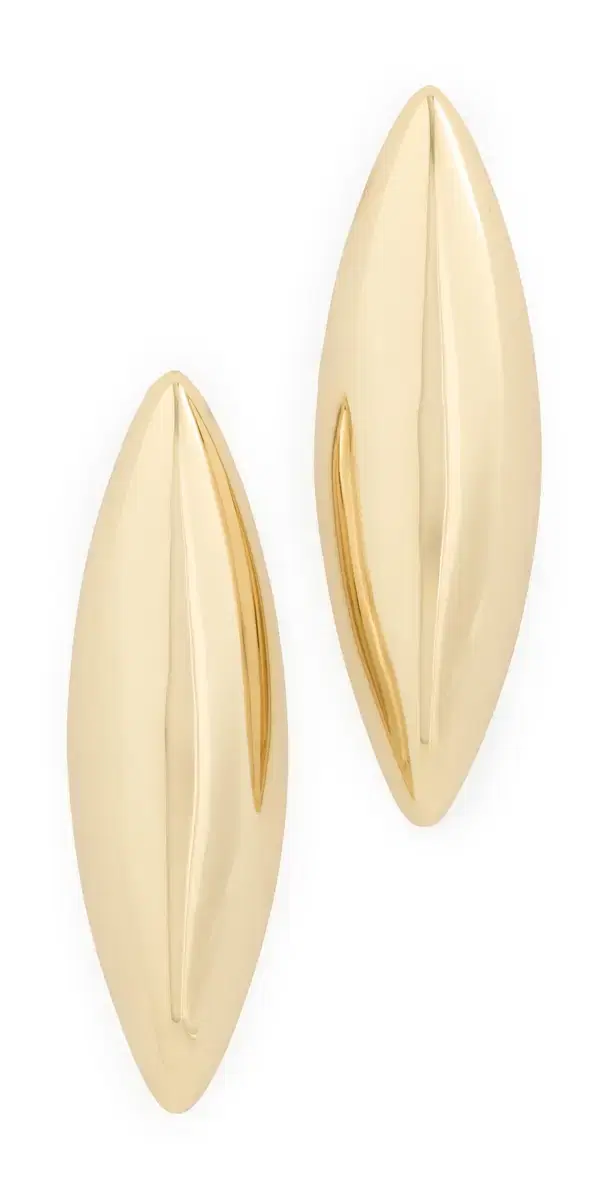 Small Puffy Dagger Earrings Yellow Gold One Size