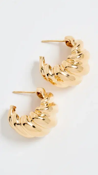 Jennifer Zeuner Jewelry Perla 1 Hoop Earrings Gold One Size | Thumbnail 2