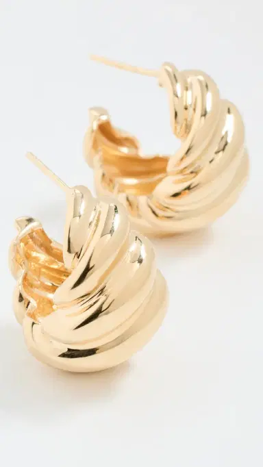 Jennifer Zeuner Jewelry Perla 1 Hoop Earrings Gold One Size | Thumbnail 4
