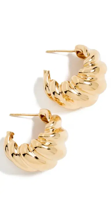 Jennifer Zeuner Jewelry Perla 1 Hoop Earrings Gold One Size | Thumbnail 1