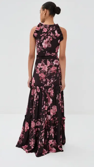 Borgo de Nor Tatiana Crepe Satin Dress Cherry Blossom Wine | Thumbnail 3