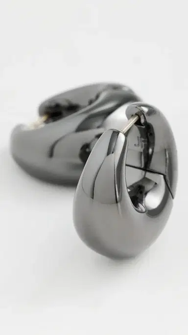 Jennifer Fisher Dylan Hinged Huggies Hematite One Size | Thumbnail 4