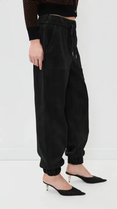 LE BOP Remy Faux Suede Joggers Black | Thumbnail 4 LE BOP Remy Faux Suede Joggers Black | Thumbnail 4