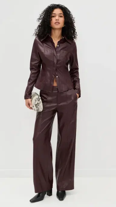 Madison the Label Lowen Faux eather Pants Cacao | Thumbnail 5