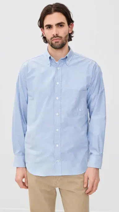Aaron Levine Logo Oxford Shirt Blue | Thumbnail 2