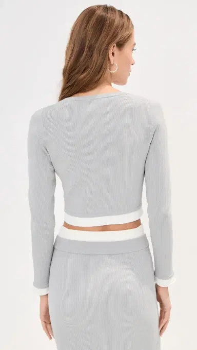 LE BOP Izzy Cardigan Heather Grey/White S | Thumbnail 3 LE BOP Izzy Cardigan Heather Grey/White S | Thumbnail 3
