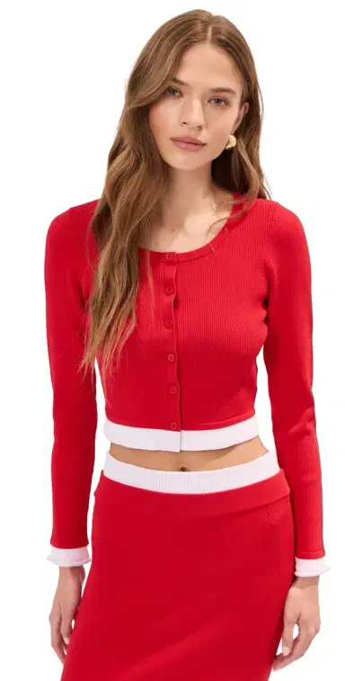 LE BOP Izzy Cardigan Poppy/Ballet Pink M | Thumbnail 1