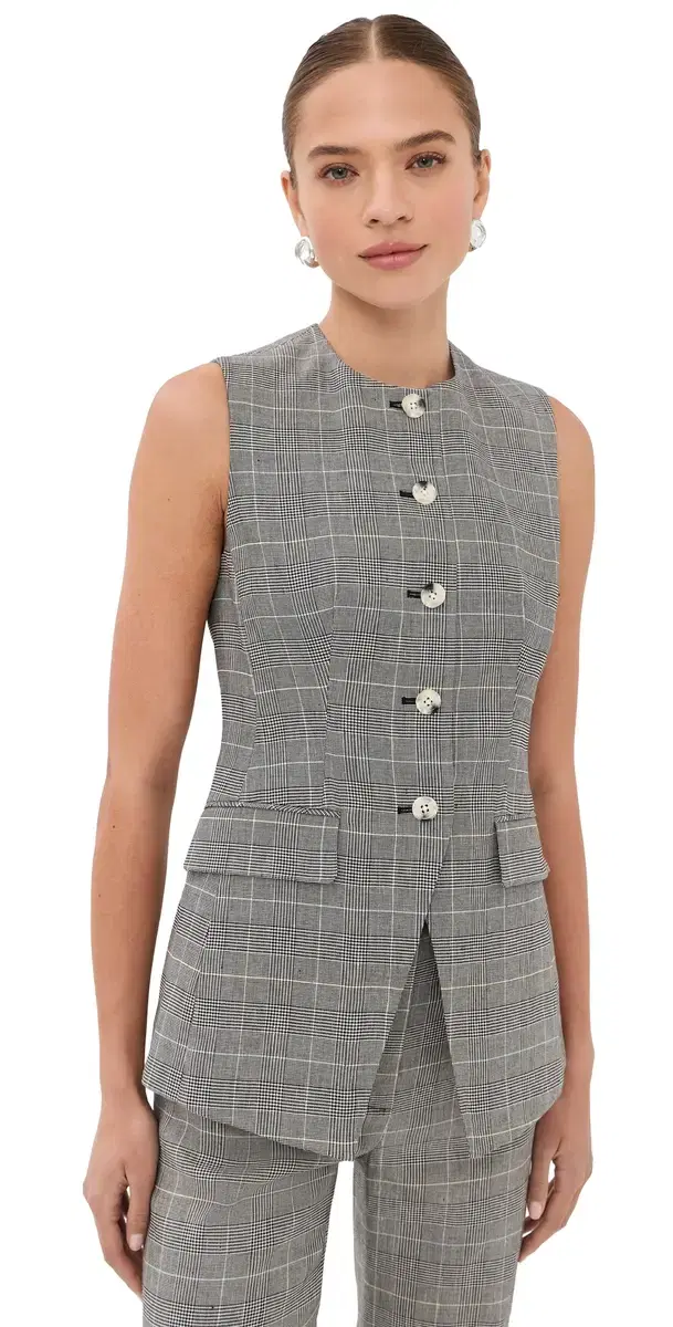 Veronica Beard Lois Vest Black multi