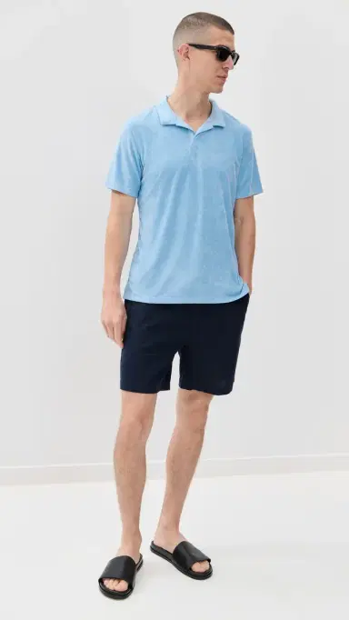 Onia Towel Terry Johnny Collar Polo Air Blue S | Thumbnail 5