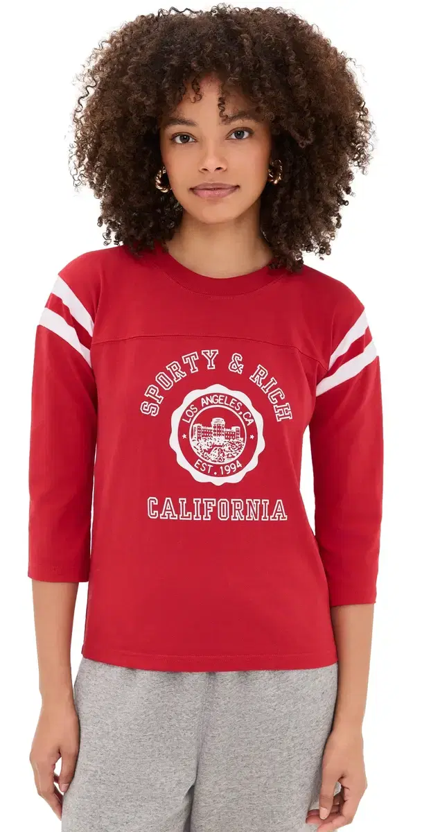 California Emblem Long Football Tee Ruby/White