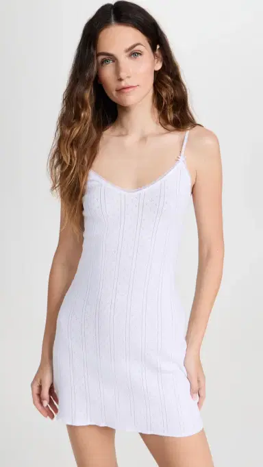 COUCOU The Cami Slip Dress: Pointelle White | Thumbnail 2 COUCOU The Cami Slip Dress: Pointelle White | Thumbnail 2