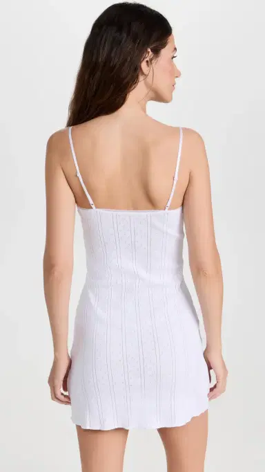 COUCOU The Cami Slip Dress: Pointelle White | Thumbnail 3 COUCOU The Cami Slip Dress: Pointelle White | Thumbnail 3