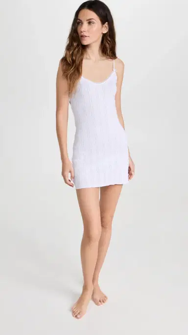 COUCOU The Cami Slip Dress: Pointelle White | Thumbnail 5 COUCOU The Cami Slip Dress: Pointelle White | Thumbnail 5