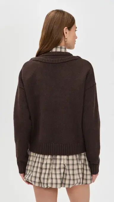 LE BOP Double V Neck Oversized Pullover Sweater Chocolate | Thumbnail 3 LE BOP Double V Neck Oversized Pullover Sweater Chocolate | Thumbnail 3