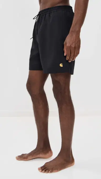 Carhartt WIP Chase Swim Trunks 6 Black / Gold | Thumbnail 4