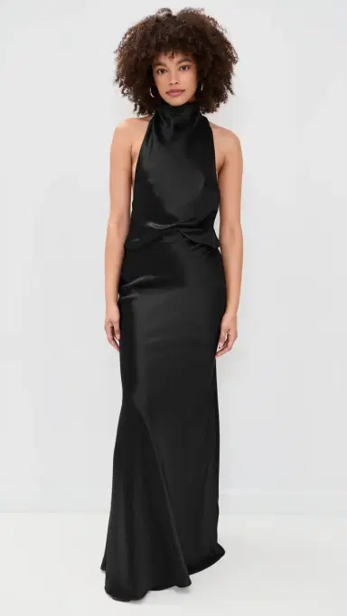 Misha The Cameron Satin Dress Black | Thumbnail 3 Misha The Cameron Satin Dress Black | Thumbnail 3