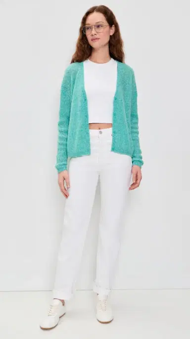 American Vintage Nuggy Cardigan Turquoise Fluo Chine S | Thumbnail 5 American Vintage Nuggy Cardigan Turquoise Fluo Chine S | Thumbnail 5